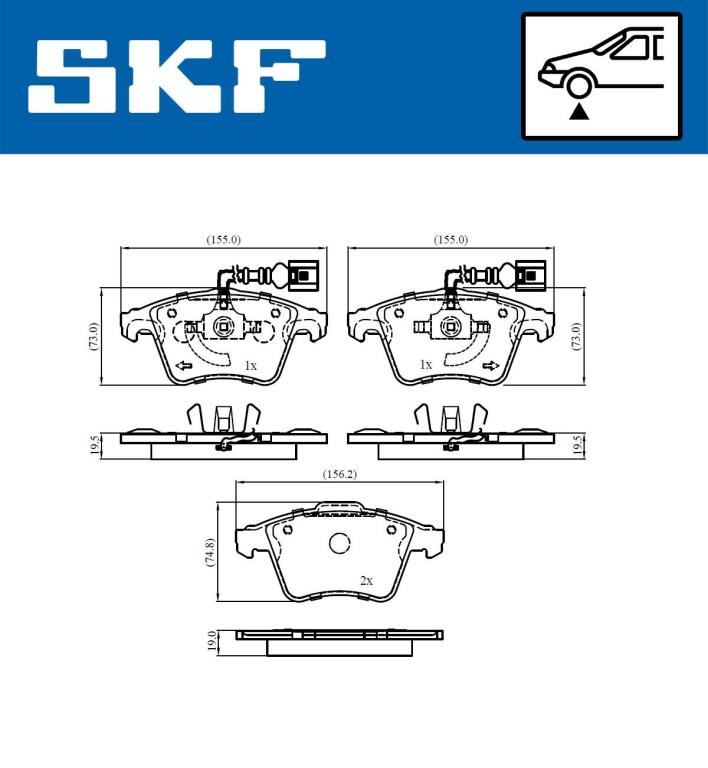 Jeu de 4 plaquettes de frein SKF ref. VKBP 81041 E